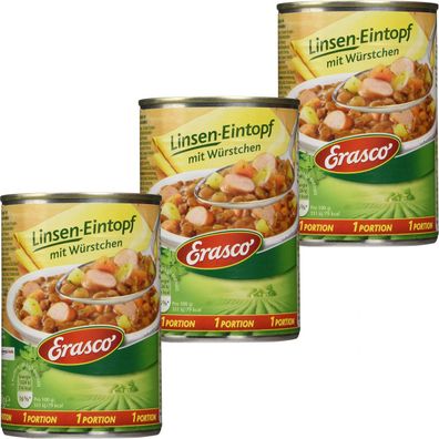 Erasco Linseneintopf mit Würstchen für die ganze Familie 400g 3er Pack