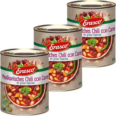 Erasco Mexikanisches Chili con Carne mit grüner Peperoni 800g 3er Pack