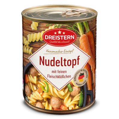 Dreistern Nudeltopf mit feinen Fleischklösschen hausgemacht 800g