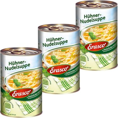 Erasco Hühner Nudelsuppe gutes Gemüse und Hühnerfleisch 390ml 3er Pack