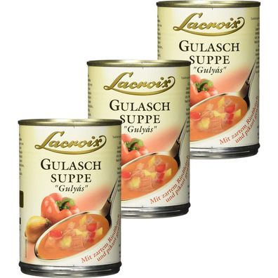 Lacroix Gulasch Suppe zartes Rindfleisch pikant gewürzt 400ml 3er Pack