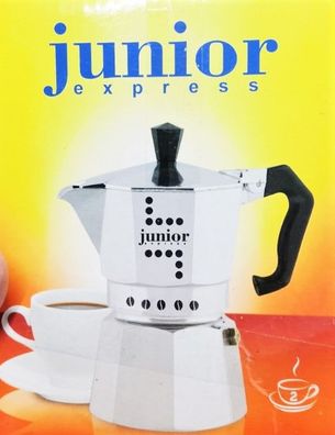 Junior Espressokanne, Aluminium, Silber, 2 Tassen, Espressokocher