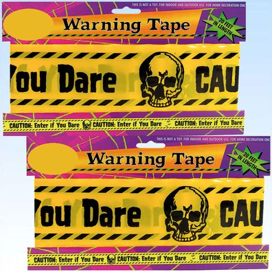 2 x Gruseliges Absperrband Caution Partyband Partytape Deko für Halloween Partys