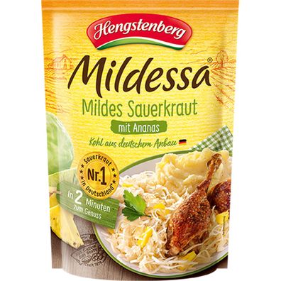 Hengstenberg Mildessa Mildes Sauerkraut mit Ananas im Beutel 400g
