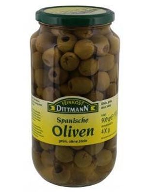 Feinkost Dittmann Spanische Grüne Oliven ohne Stein im Glas 900g