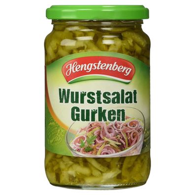 Hengstenberg Wurstsalat Gurken feine Gurkenstreifen im Glas 370ml