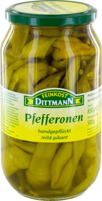 Feinkost Dittmann Pfefferonen grün und mild pikant im Glas 850g