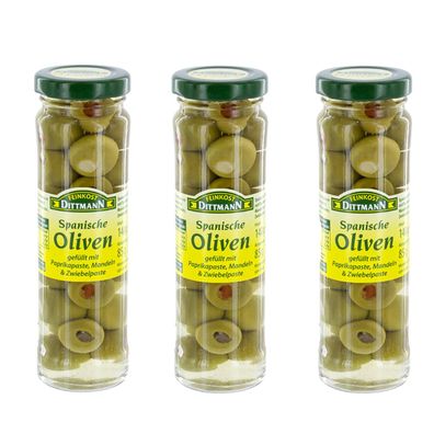 Feinkost Dittmann Spanische Oliven mit pikanter Füllung 140g 3er Pack