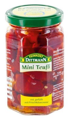 Feinkost Dittmann Mini Teufli Pfefferonen rot 5er Pack (5 x 275 g)