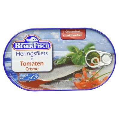 Rügenfisch Heringsfilet in zertifizierte Tomaten Creme Soße 200g