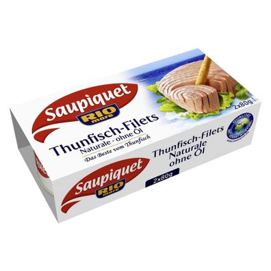 Saupiquet Thunfisch Filets naturale ohne Oel Dose 80g 2 Stück