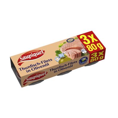 Saupiquet Thunfisch Filets in Olivenoel in der Dose 80g 3er Pack