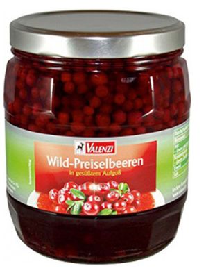 Valenzi Wildpreiselbeeren sind in gezuckerter Flüssigkeit 960g