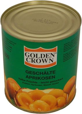 Golden Crown Aprikosen halbe Frucht geschält leicht gezuckert 850ml