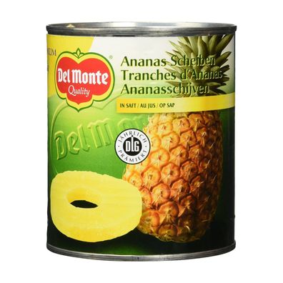 Del Monte Ananas Scheiben in eigenem Saft als Obstkonserve 820g