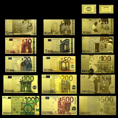 15 Stück Goldfolie Banknoten Europa (CM1770)