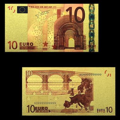 10 Euro Goldfolie Banknote Europa mit Farbe (CM1773)