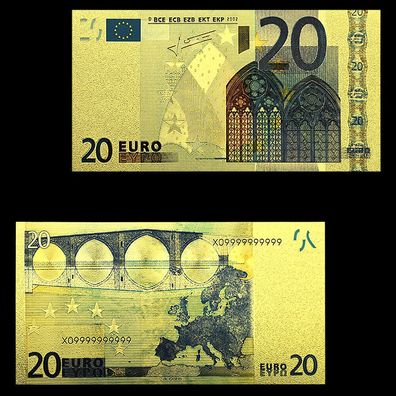 20 Euro Goldfolie Banknote mit Farbe (CM17745)
