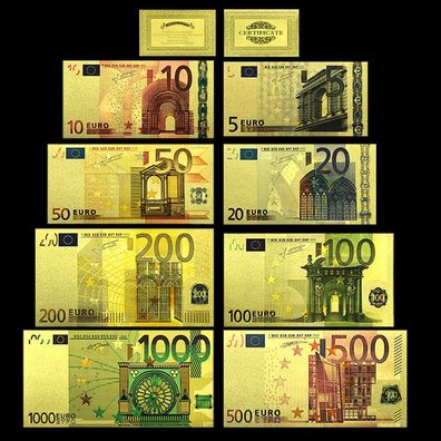 Euro Goldfolie Banknoten mit Farbe komplett oder einzeln (CM1778)