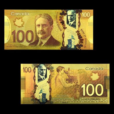 100 Dollar Canada 24 K vergoldete Souvenier Banknote (CM1791)
