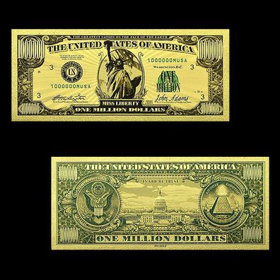 1 Miilion Souvenier Dollar 24 K vergoldete Banknote USA (CM1793)