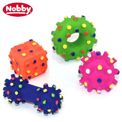 Nobby Latex Spielzeug - Ball Hantel Ring Würfel - Hundespiel Wurfspiel Gummiball