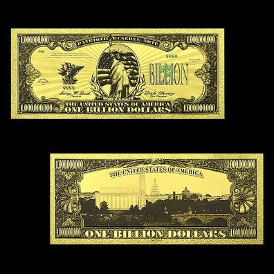 1 Billion Souvenier Dollar 24 K vergoldete Banknote USA (CM1795)