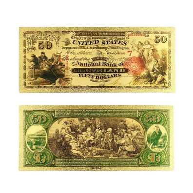Souvenier 50 Dollar von 1875 - 24 K vergoldete Banknote USA (CM1798