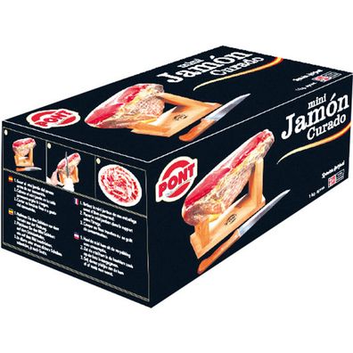 Pont köstlicher Mini Jamon Curado mit Schinkenhalter und Messer 1000g