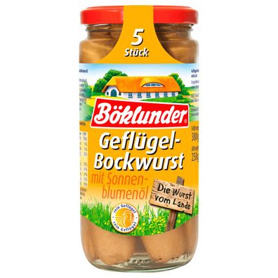 Böklunder Geflügel Bockwurst extra Zart mit Sonnenblumenöl 5 St. 250g