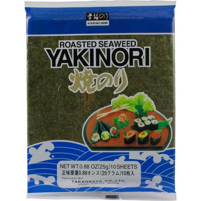 Yaki Nori Seealgenblätter geröstet für Sushi Takaokaya 25g 2er Pack