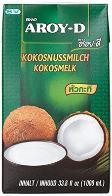 Kokosmilch Aroy-D natürliche Kokusmilch zum Backen und Kochen 1000ml 6erPack