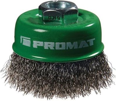 PROMAT Topfbürste D. 80 mm Drahtstärke 0,3 mm VA 8500 min-¹