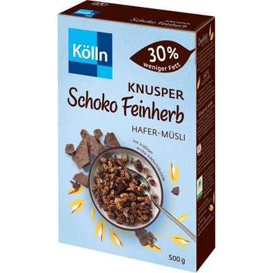 Kölln Knusper Schoko Feinherb Hafer Müsli mit Arriba Schokolade 500g