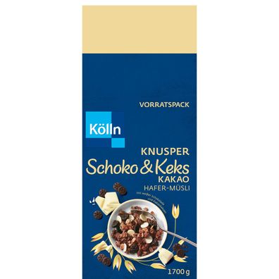 Kölln Schoko und Keks Kakao Hafer Müsli weiße Schoko Kakaokeksen 1700g