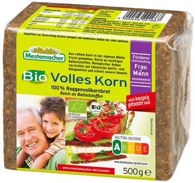 Mestemacher Bio Volles Korn Roggenvollkornbrot mit Ballaststoffen 500g