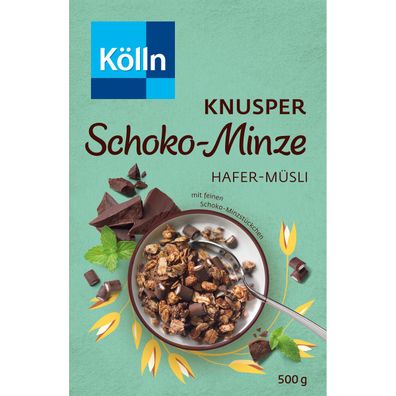 Kölln Knusper Schoko Minze Hafer Müsli mit Schoko Minzstücken 500g