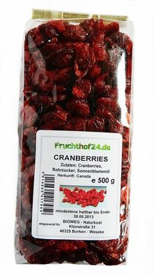 Cranberries von Insula leicht mit Rohrzucker gesüßt Müsli 500g