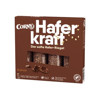 Corny Haferkraft Kakao verpackte Riegel aus Vollkorn Haferflocken 140g