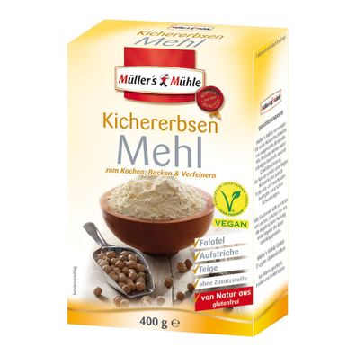 Müllers Mühle Kichererbsen Mehl zum Kochen Backen und verfeinern 400g