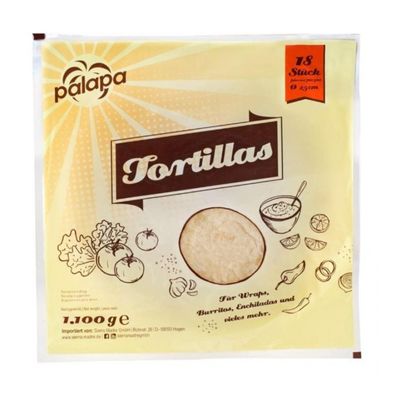 Palapa Tortilla frisch Ideal für Wraps Soft Tacos 25cm 18 Stück 1100g