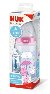 NUK 10741069 Peppa Pig First Choice+ Flasche, 300 ml, mit Temperature Control, ...