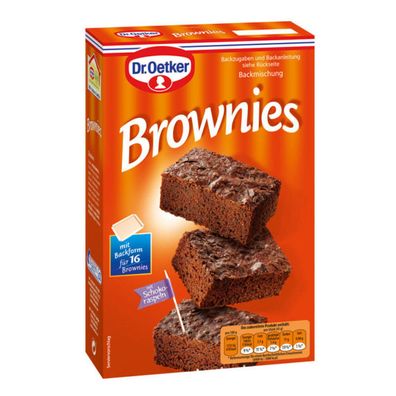 Dr. Oetker Brownies Backmischung mit Backform für 16 Brownies 456g