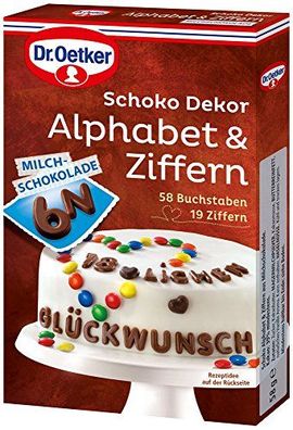 Dr. Oetker Schoko Dekor Alphabet & Ziffern Milchschokolade 58g 9er Pack