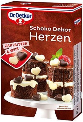 Dr. Oetker Schoko Dekor Herzen Zartbitter & Weiße Schokolade 47g 4er Pack