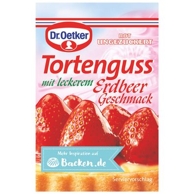 Dr Oetker Tortenguss rot mit leckerem Erdbeer Geschmack 3er 36g