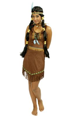 Kostüm Indianerin braunes Indianerkleid Wildlederoptik Western Karneval Fasching