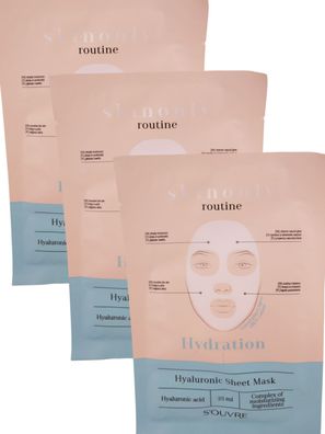 Souvre Skinonly Routine Hyaluronic Sheet Mask 3 Stück