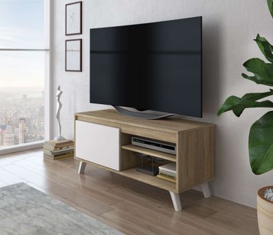 FURNIX TV-Schrank DARSI Lowboard TV Kommode Fernsehschrank klassisch 100 cm Weiß ...