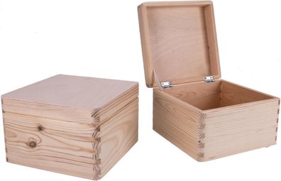 Holzkiste mit Klappdeckel aus Fichte 20 x 20 x 13 cm Kiste Truhe Holztruhe